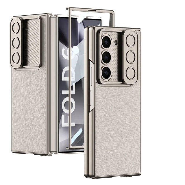 Samsung Galaxy Z Fold 6 Leather Cover With Camera Protective Shutter