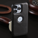 iPhone 15 Series Luxury Leather Logo Cut Back Case Cover