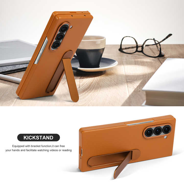 Samsung Galaxy Z Fold 6 Vegan Pebble Leather Case Inside Microfiber