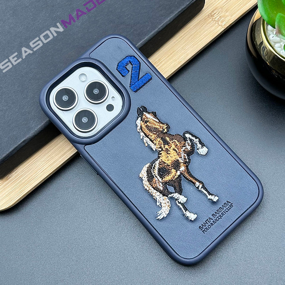 iPhone 15 Series Sports Horse Design PU Leather Case Cover