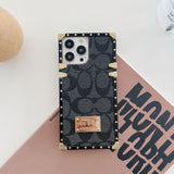 iPhone Luxury Branded C Letter Square Shaped Trunk Leather Case