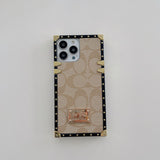 iPhone Luxury Branded C Letter Square Shaped Trunk Leather Case