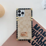 iPhone Luxury Branded C Letter Square Shaped Trunk Leather Case