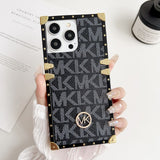 iPhone Luxury Branded MK Letter Square Shaped Trunk Leather Case