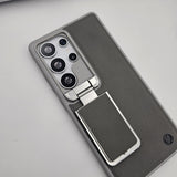 Samsung Galaxy S25 Ultra Dotted Feel Leather Foldable Stand Camera Protection Case Gray