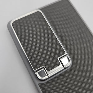 Samsung Galaxy S25 Ultra Dotted Feel Leather Foldable Stand Camera Protection Case Gray