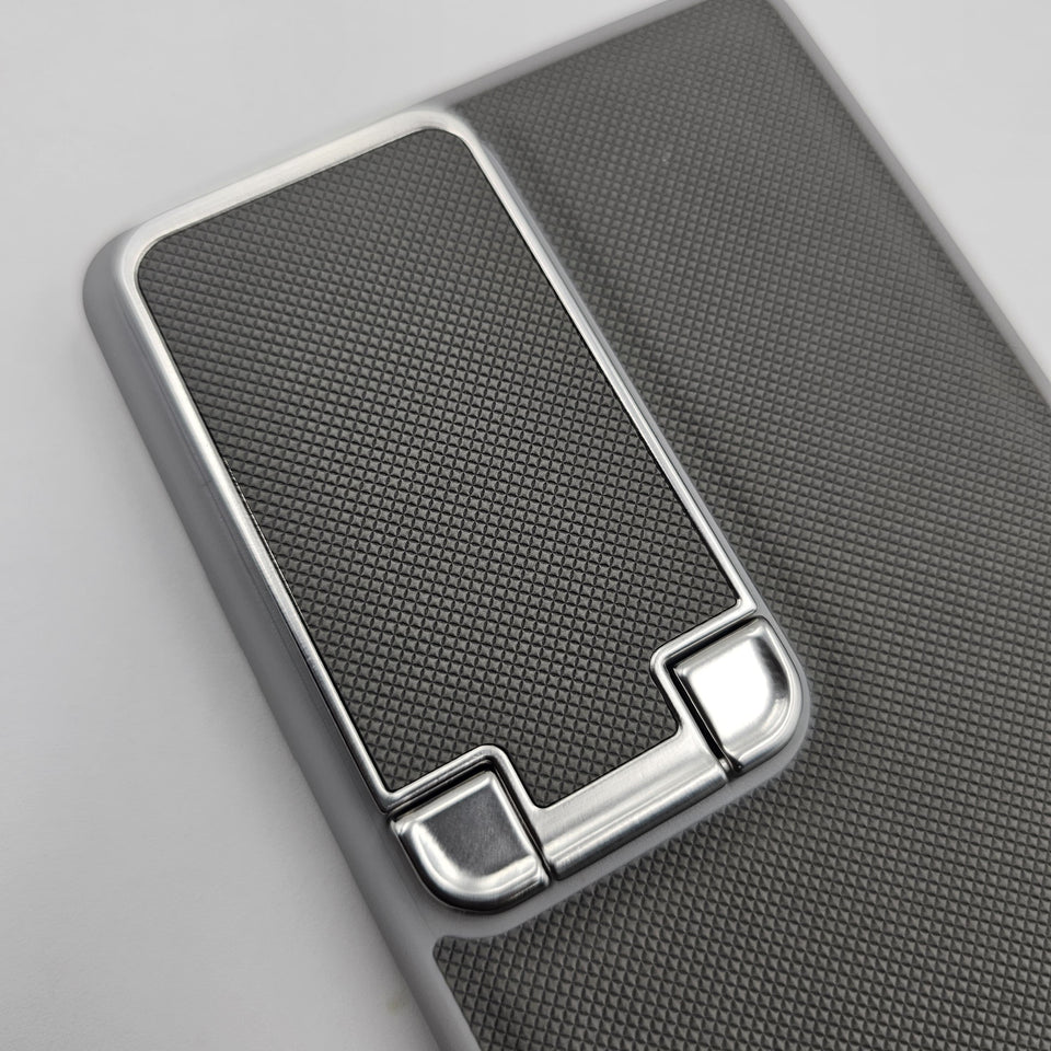 Samsung Galaxy S25 Ultra Dotted Feel Leather Foldable Stand Camera Protection Case Gray