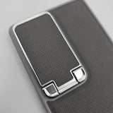 Samsung Galaxy S25 Ultra Dotted Feel Leather Foldable Stand Camera Protection Case Gray