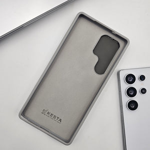 Samsung Galaxy S25 Ultra Dotted Feel Leather Foldable Stand Camera Protection Case Gray
