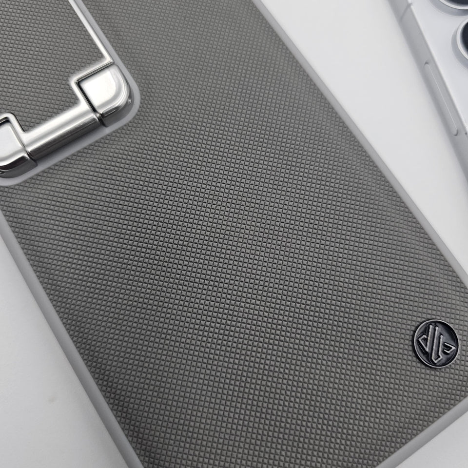Samsung Galaxy S25 Ultra Dotted Feel Leather Foldable Stand Camera Protection Case Gray