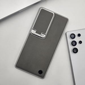 Samsung Galaxy S25 Ultra Dotted Feel Leather Foldable Stand Camera Protection Case Gray