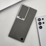 Samsung Galaxy S25 Ultra Dotted Feel Leather Foldable Stand Camera Protection Case Gray
