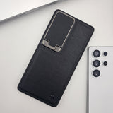 Samsung Galaxy S23 Ultra Leather Foldable Metal Stand Camera Protection Case