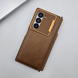 Samsung Galaxy Z Fold 6 Flip Card Holder S Pen Holder Foldable Metal Stand Case