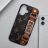iPhone Luxury Brand PU Leather Strap Belt Case Cover Brown