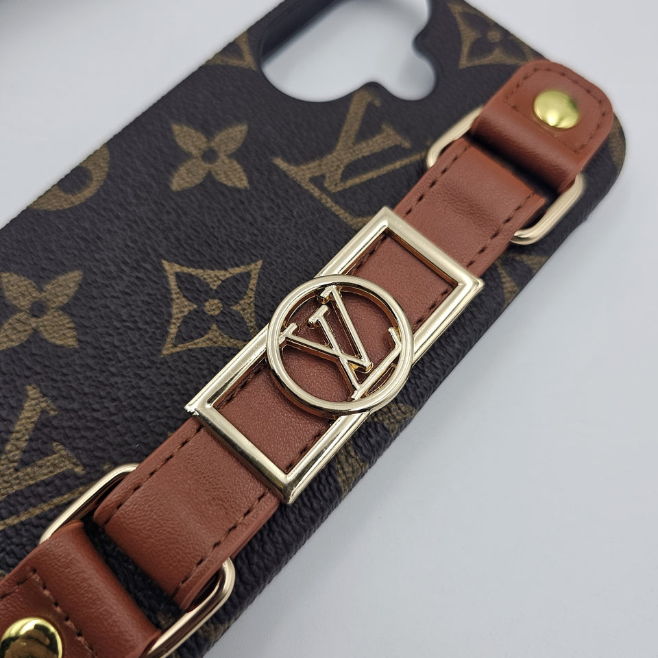 iPhone Luxury Brand PU Leather Strap Belt Case Cover Brown