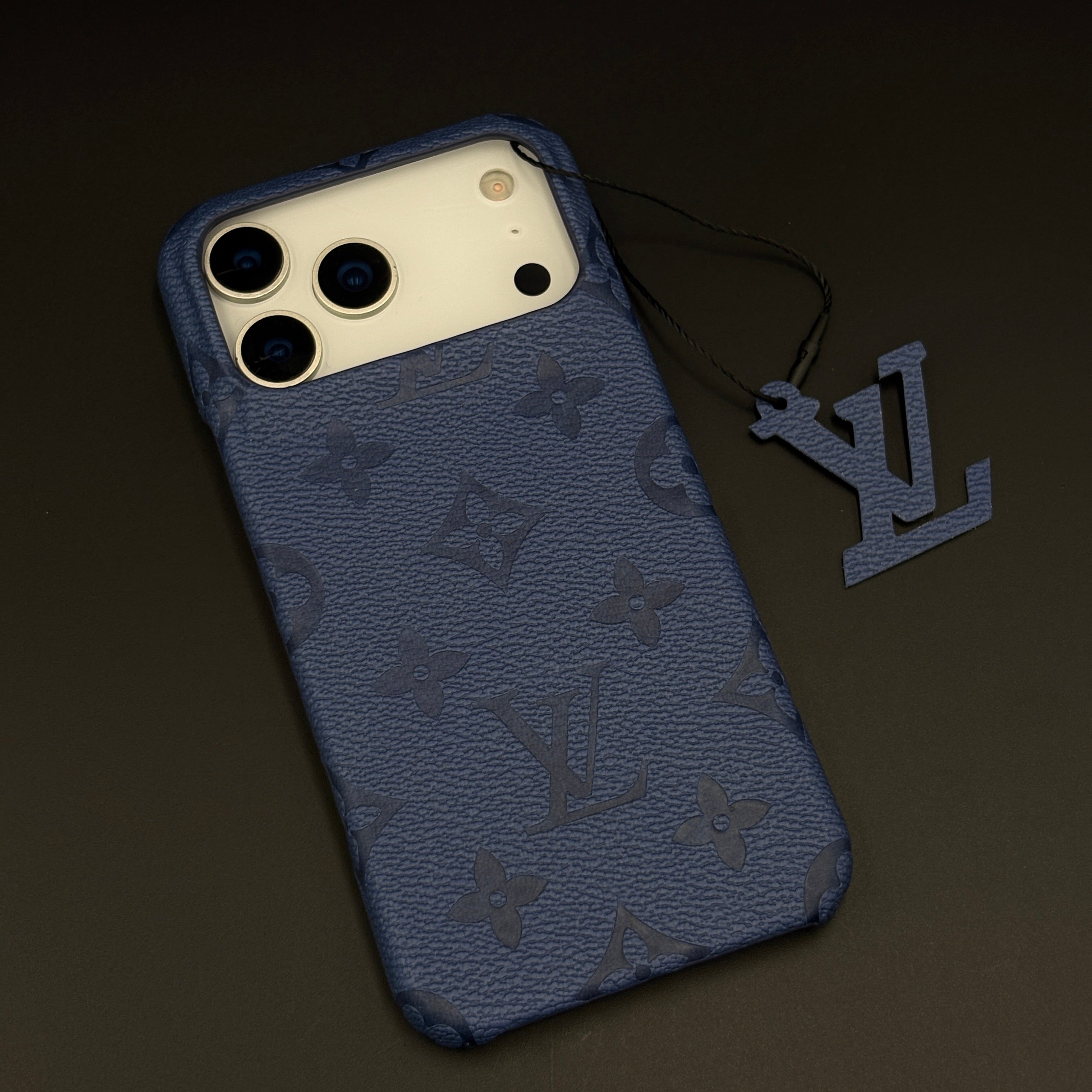 Luxury Branded Monogram Blue Mobile Case Cover for iPhone 17 Series | Embossed Logo | Designer inspired