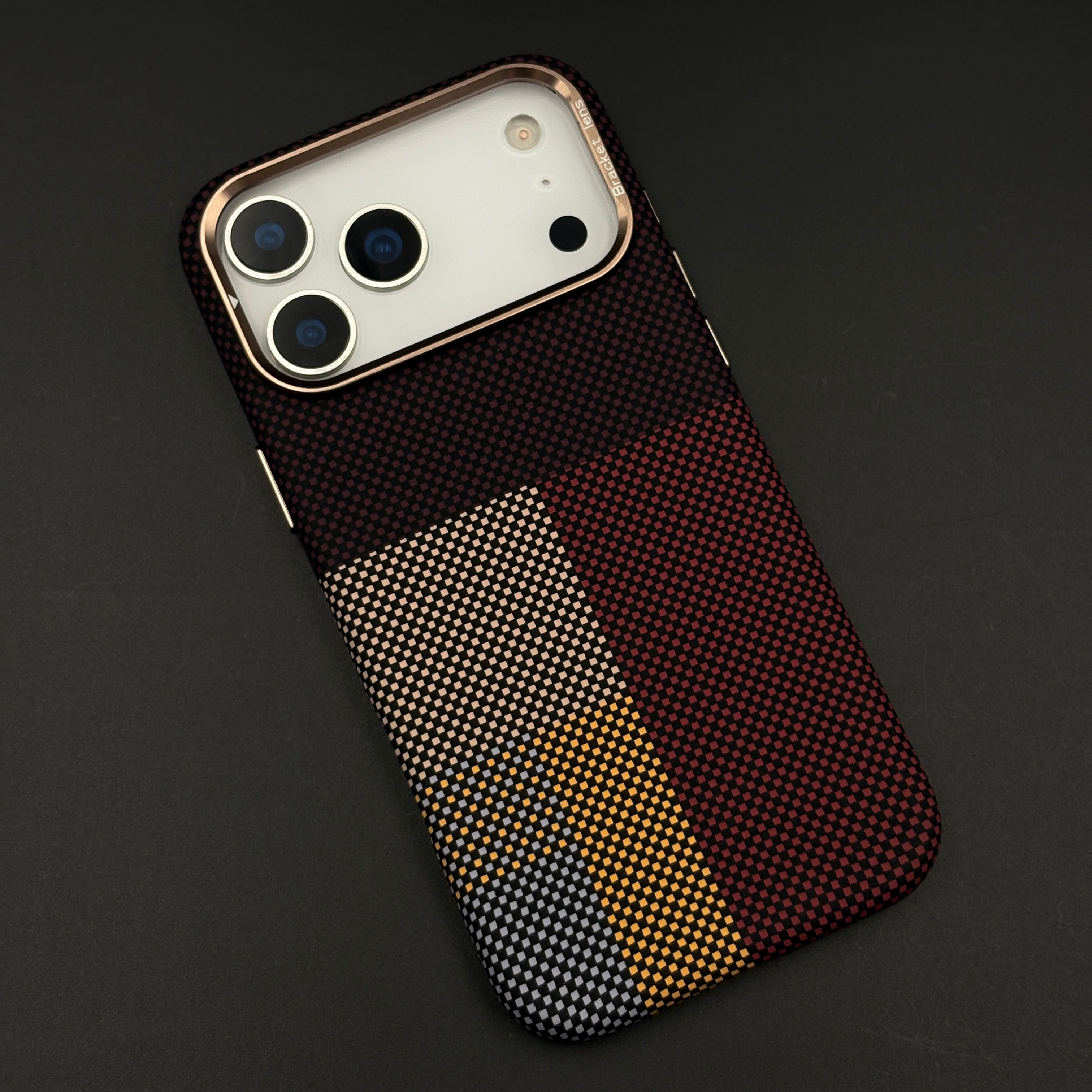 Aramid Maroon Block Phone Case Cover Camera Kickstand iPhone 17 Series | Carbon Fibre Feel | Modern Color Design | MagSafe Compatible