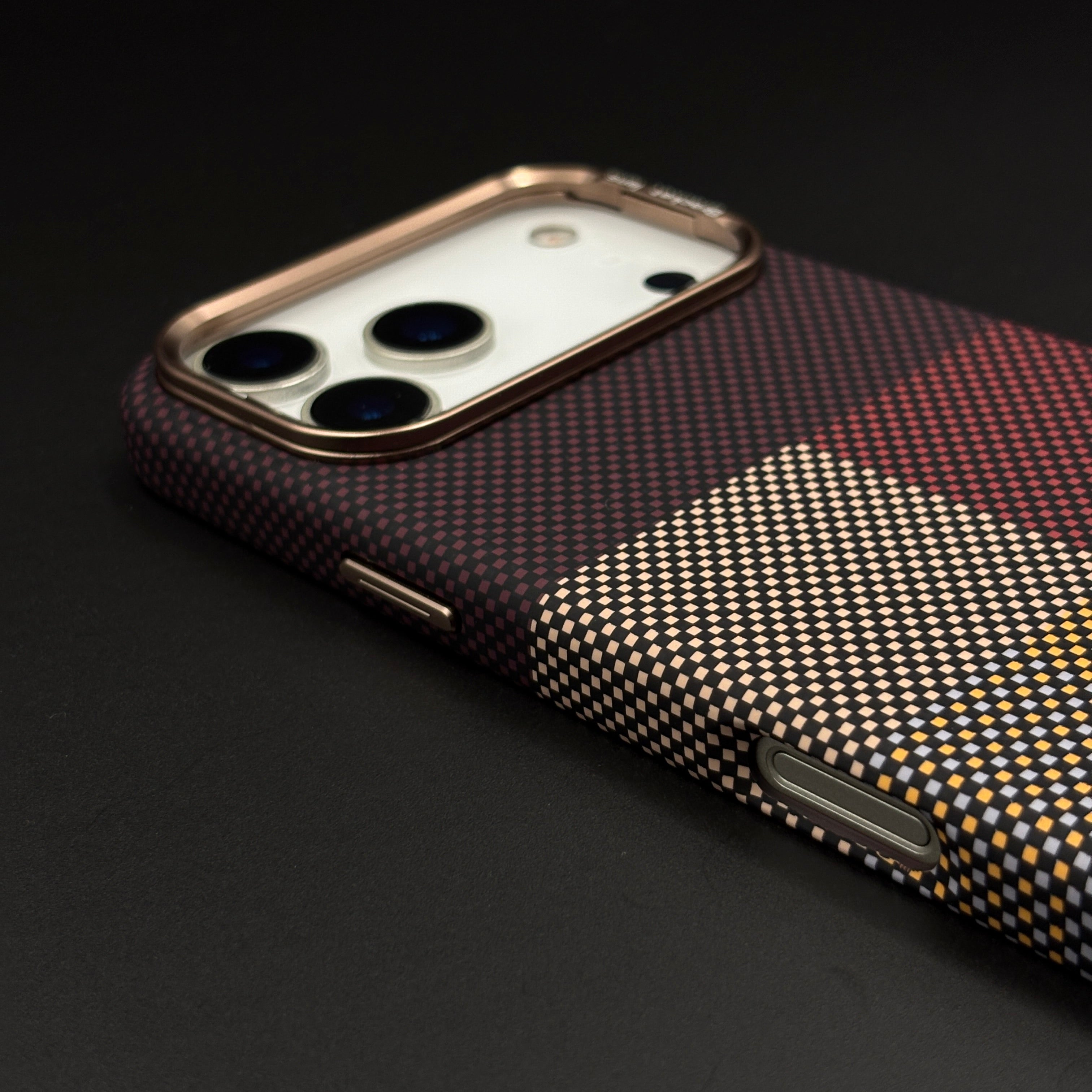 Aramid Maroon Block Phone Case Cover Camera Kickstand iPhone 17 Series | Carbon Fibre Feel | Modern Color Design | MagSafe Compatible