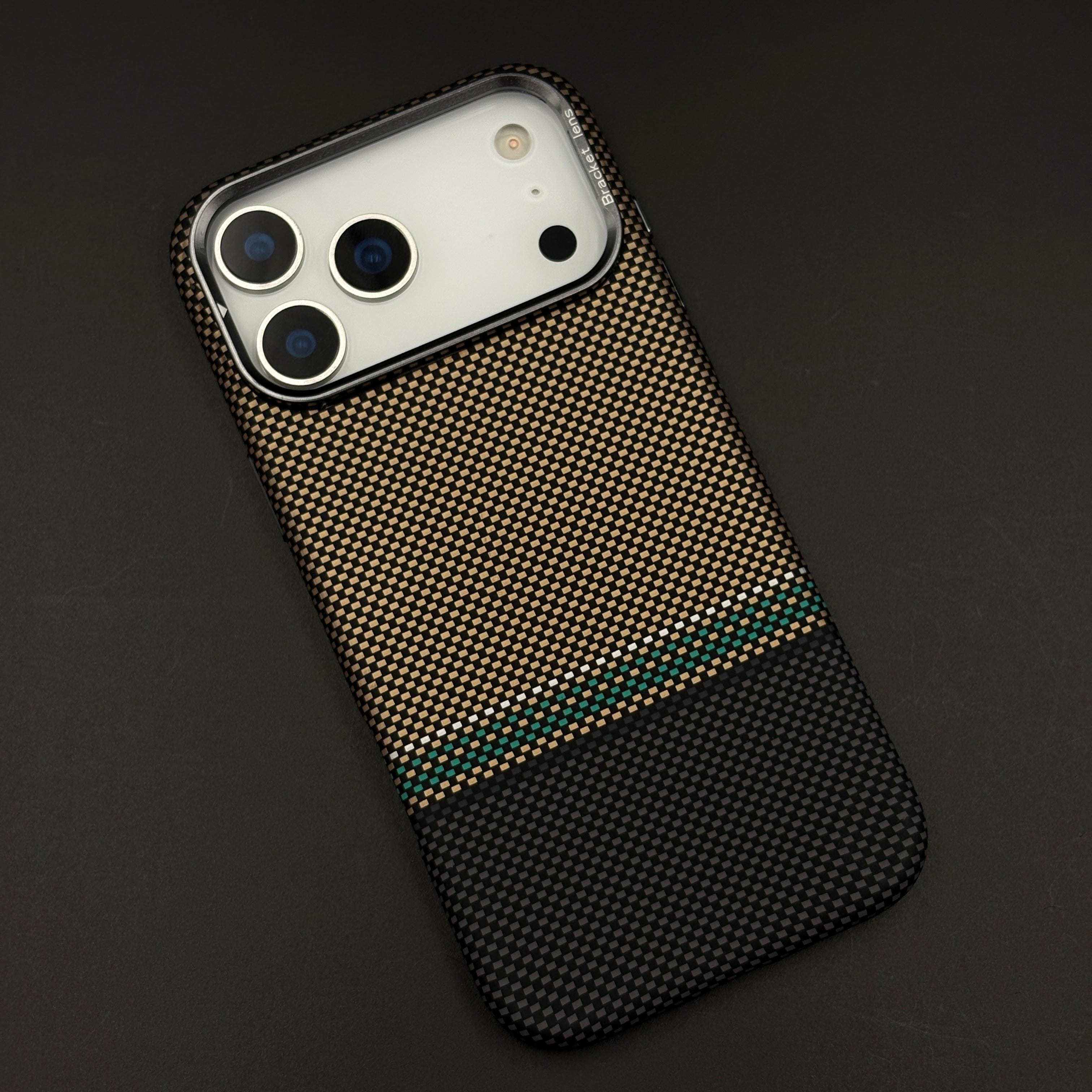 Two-Tone Aramid Phone Case Cover Hidden MagSafe for iPhone 17 Series | Camera Kickstand | Carbon Fibre Feel