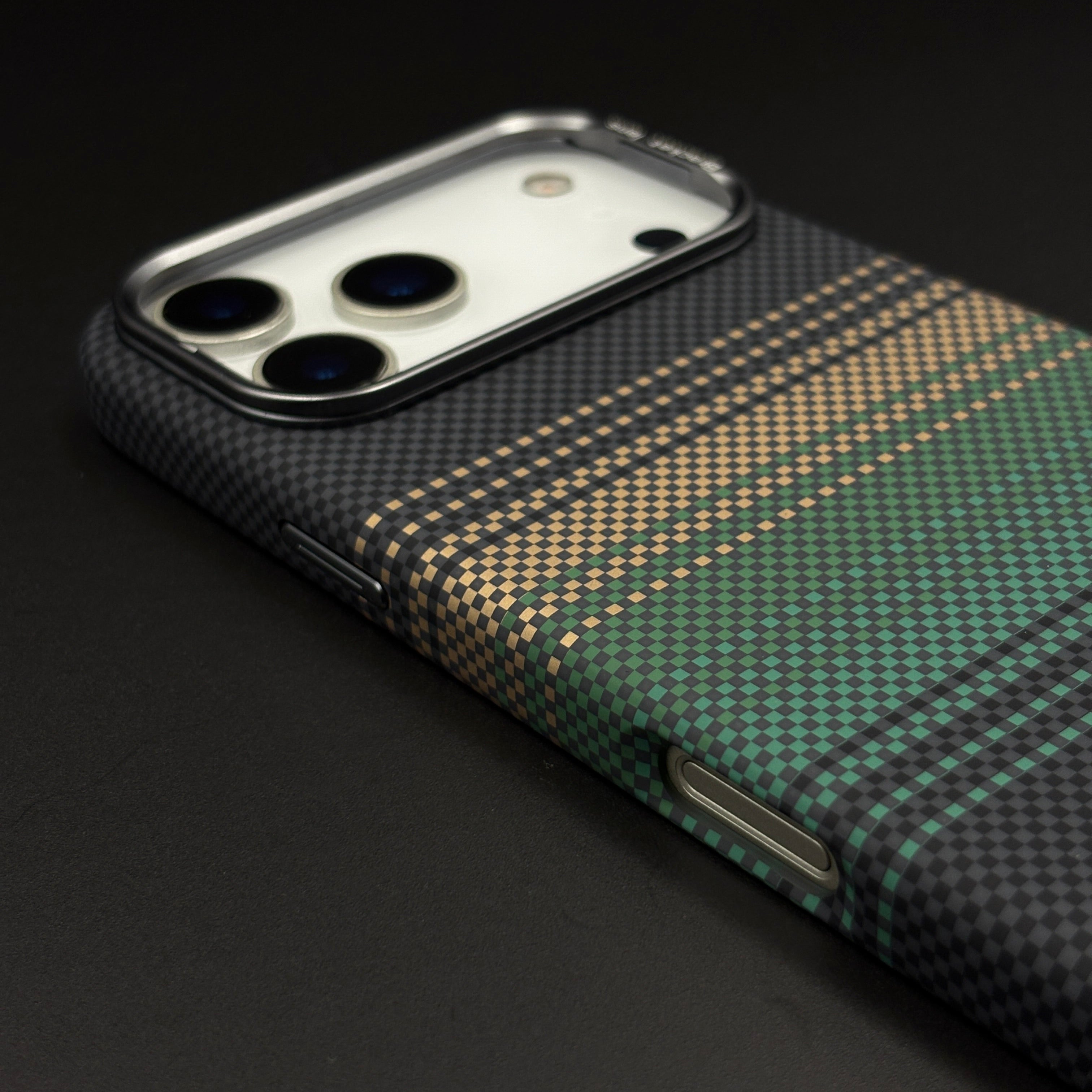 Pixelated Premium Slim Phone Case Cover for iPhone 17 Series | Rare Aramid Texture Finish | Real Carbon Fibre Feel | Hidden MagSafe