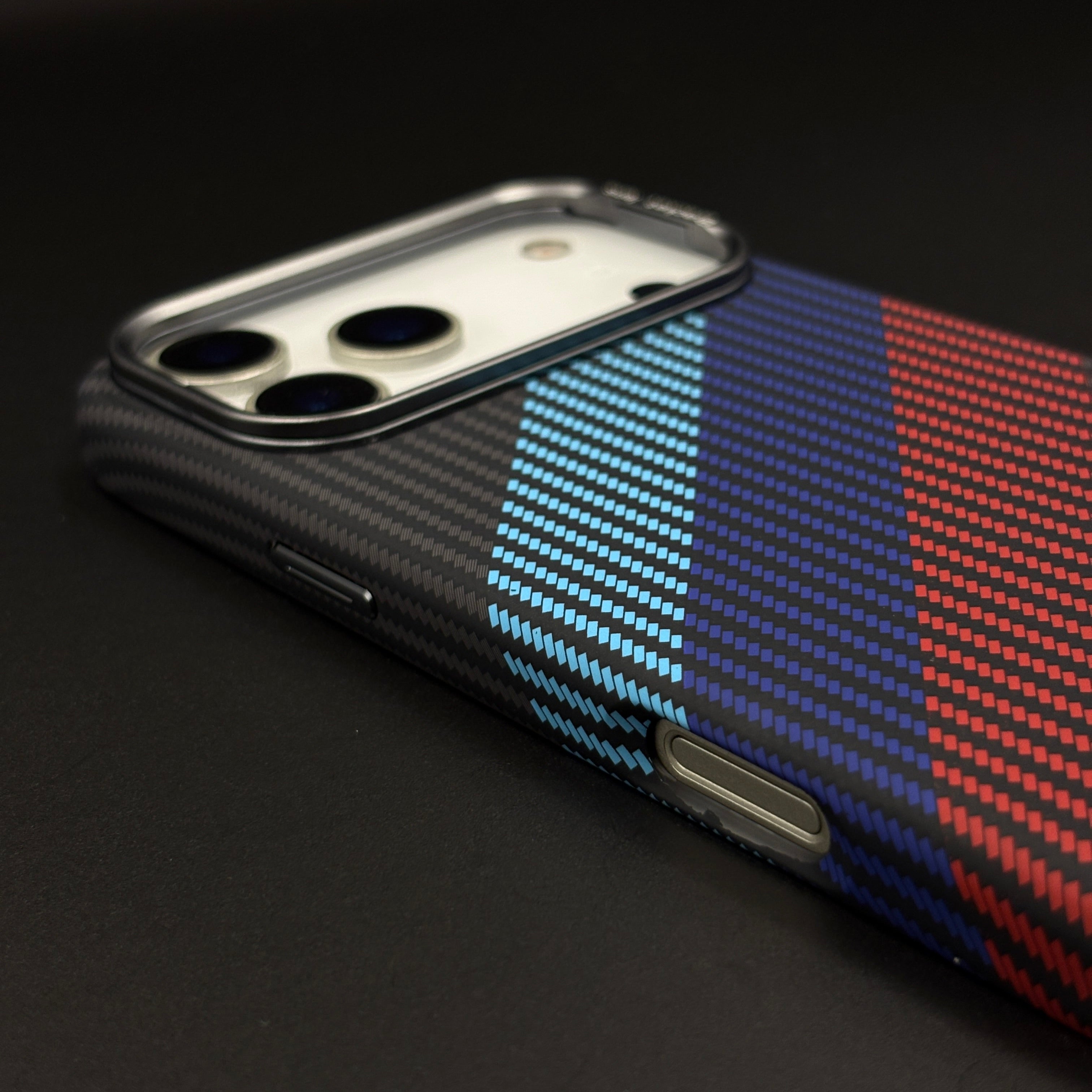 Aramid Texture Camera Kickstand Phone Case Cover for iPhone 17 Series | 3 Stripe Color | Carbon Fibre Feel | Hidden MagSafe