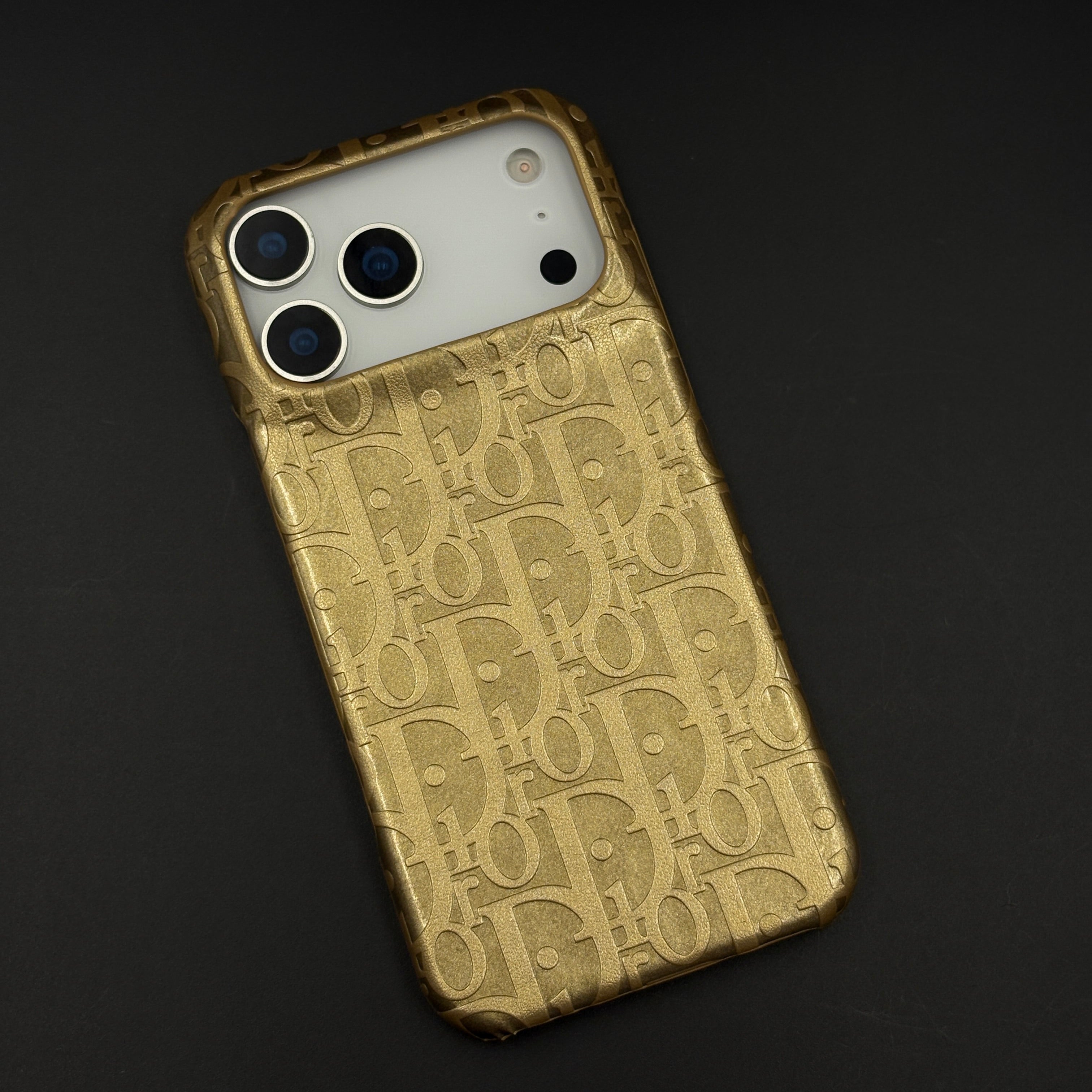 CD Embossed Designer Leather Phone Case Cover for iPhone 17 Series | Premium Craftsmanship
