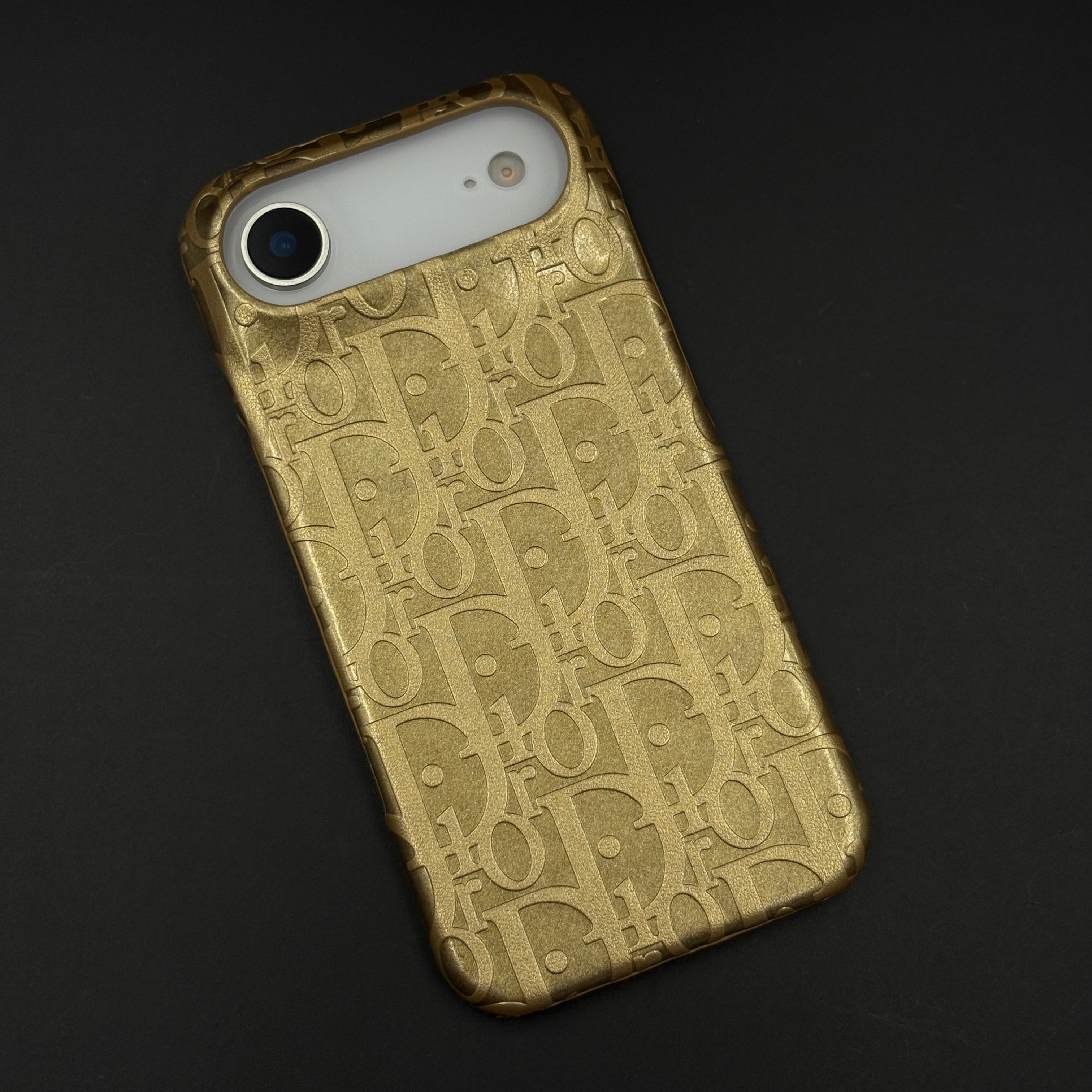 CD Embossed Designer Leather Phone Case Cover for iPhone 17 Air | Premium Craftsmanship