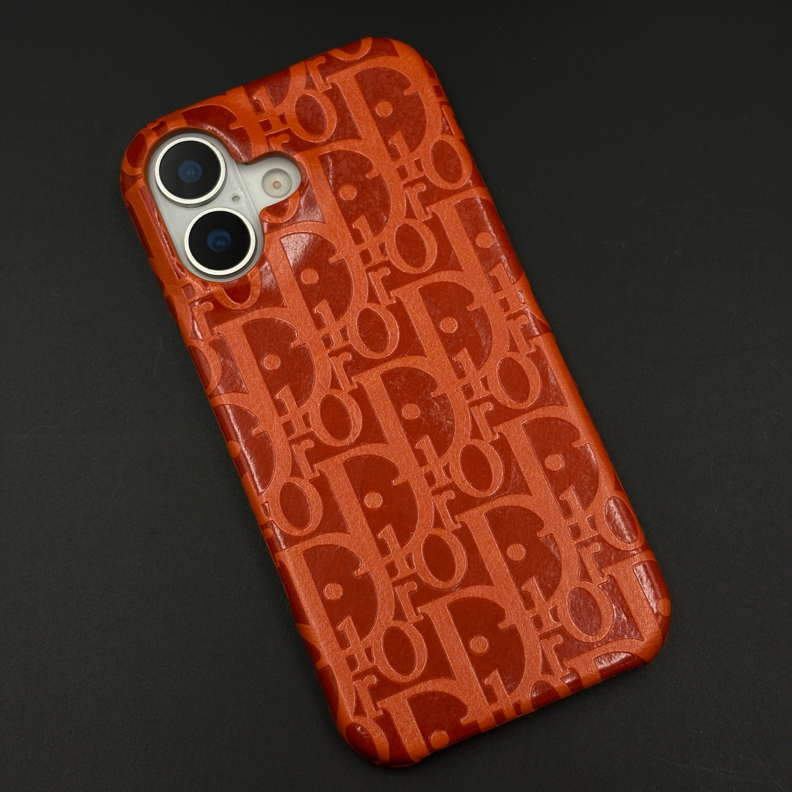 CD Embossed Designer Leather Phone Case Cover for iPhone 17 | Premium Craftsmanship