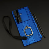Rugged Armor Ring Stand Case Cover with Camera Slider & Stylus Pen for Samsung Galaxy Z Fold 7