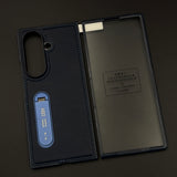 Elegant Stitched Leather Metal Kickstand Case for Samsung Galaxy Z Fold 8 Ultra with Front Screen Guard