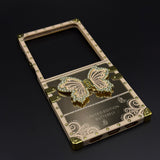 Luxury Butterfly Trunk Case for Samsung Galaxy Z Flip 8 | Gold Mirror Finish | Diamond Butterfly