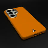 Luxury Leather Raised Gold Bezel Hidden MagSafe Case for Galaxy S26 Ultra