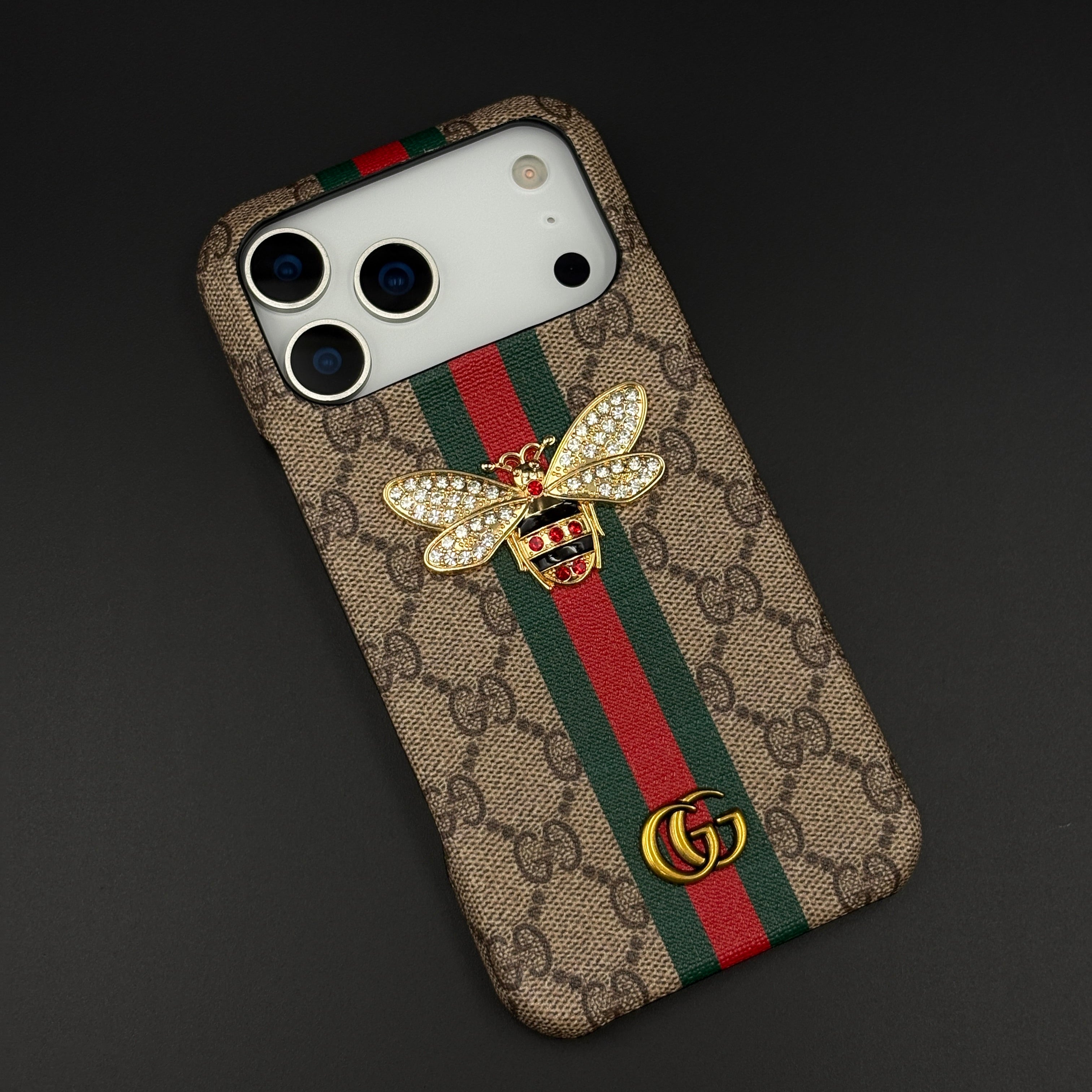 GG Bee Stripe Designer Case for iPhone 17 Series | Luxury Stripe Bee Pattern Cover