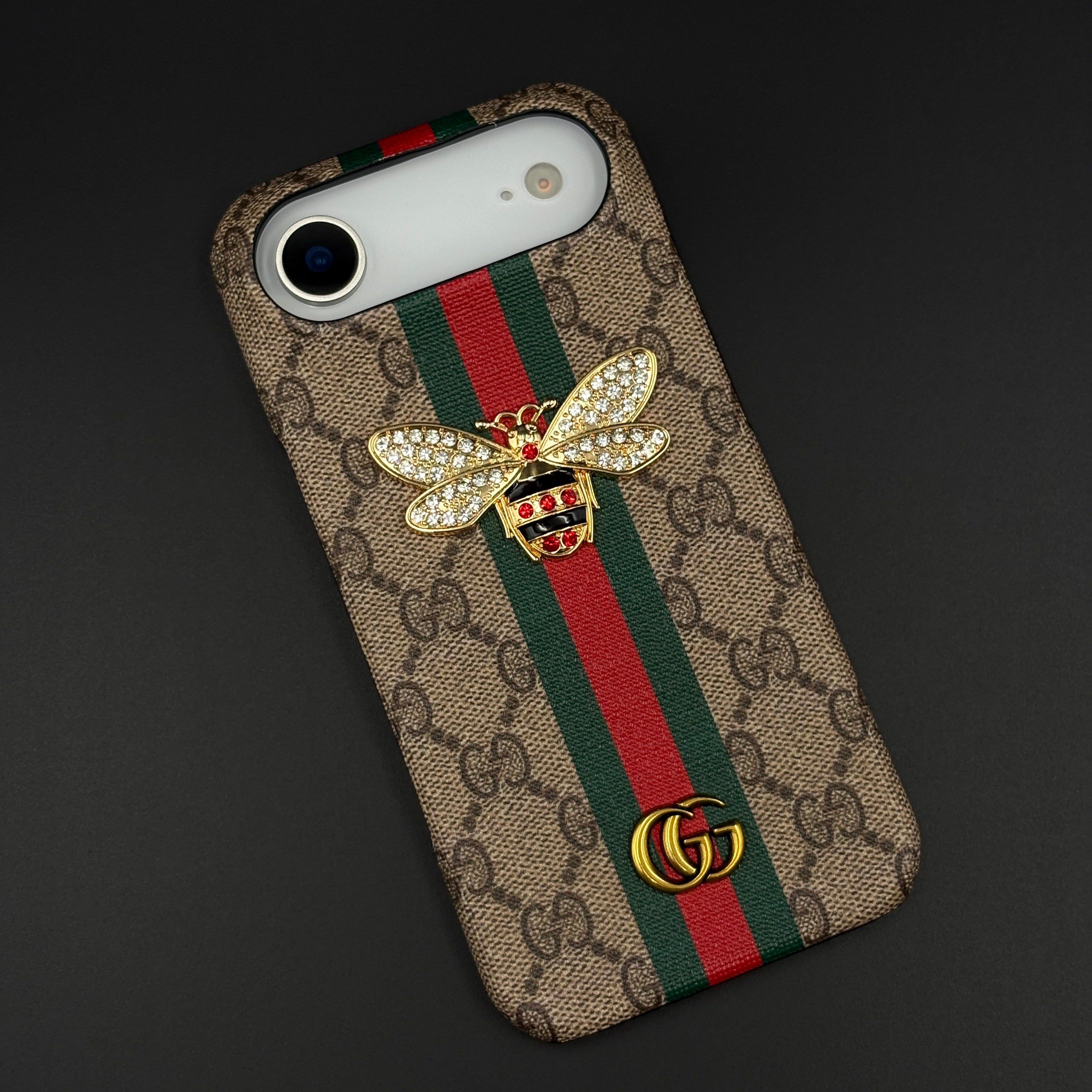 GG Bee Stripe Designer Case for iPhone 17 Air | Luxury Stripe Bee Pattern Cover