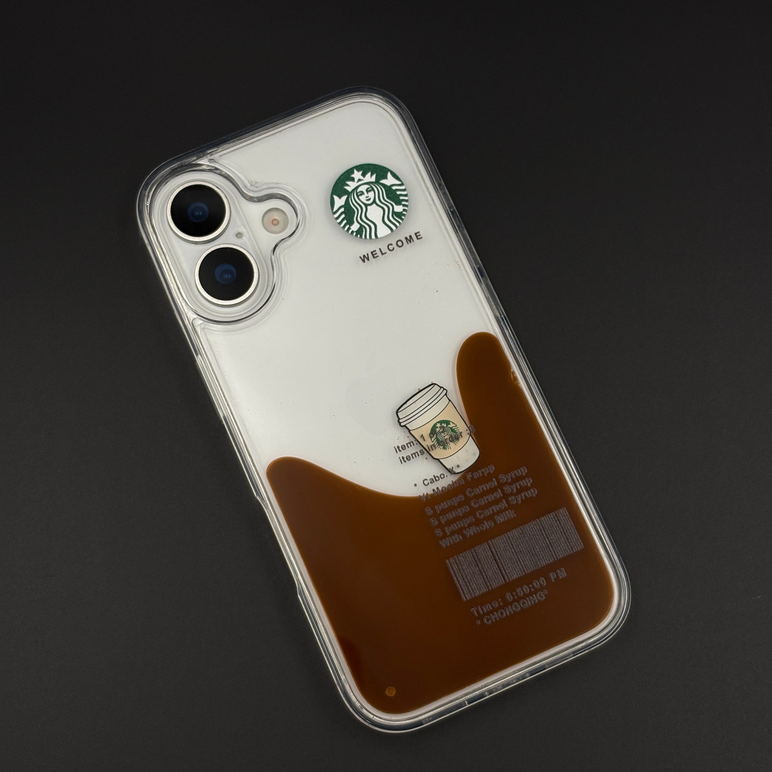 Starbucks Coffee Floating Liquid Cup TPU Case for iPhone 17 | Clear Shockproof Cover