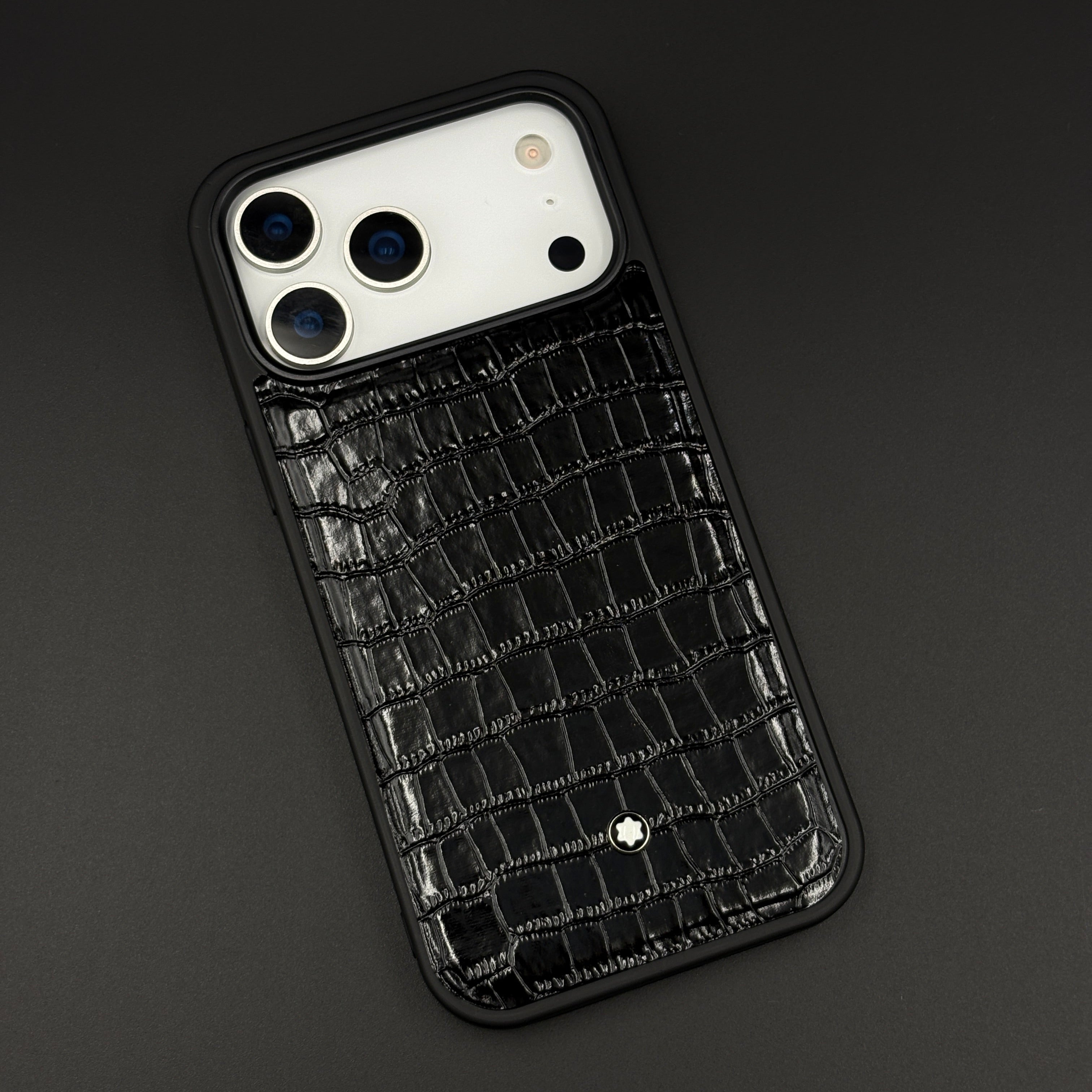 Croc Pattern MB Logo Case for iPhone 17 Series | Luxury Embossed Leather Protection
