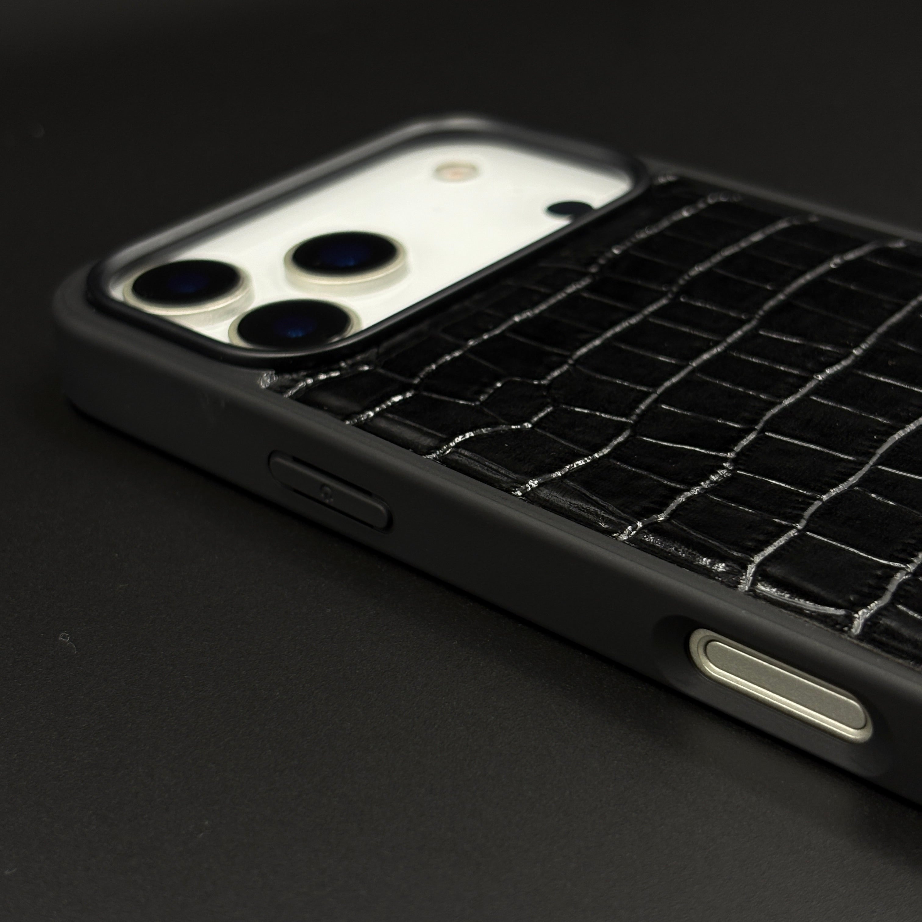 Croc Pattern MB Logo Case for iPhone 17 Series | Luxury Embossed Leather Protection