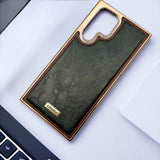 Samsung Galaxy S22 Ultra PU Leather Gold Chrome Plated Case Cover