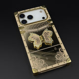 Luxury Butterfly Trunk Phone Case Cover for iPhone 17 Series | Gold Mirror Finish | Diamond Butterfly