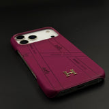 Luxury Leather Case for iPhone 17 Series | HMS‑Inspired Ribbon Design with Gold H Logo