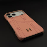 Luxury Leather Case for iPhone 17 Series | HMS‑Inspired Ribbon Design with Gold H Logo