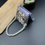 Samsung Galaxy Z Flip 5 Diamond Floral Bow And Key Case With Pearl Holder