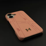 Luxury Leather Case for iPhone 17 | HMS‑Inspired Ribbon Design with Gold H Logo