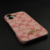 Luxury Monogram Leather CC Case with Metal Charm for iPhone 17