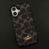 Luxury Monogram Leather CC Case with Metal Charm for iPhone 16 Series