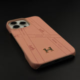 Luxury Leather Case for iPhone 16 Series | HMS‑Inspired Ribbon Design with Gold H Logo
