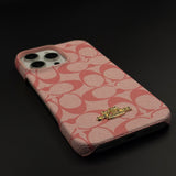 Luxury Monogram Leather CC Case with Metal Charm for iPhone 16 Series