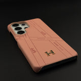 Luxury Leather Case for Samsung Galaxy S25 Ultra | HMS‑Inspired Ribbon Design with Gold H Logo