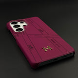 Luxury Leather Case for Samsung Galaxy S25 Ultra | HMS‑Inspired Ribbon Design with Gold H Logo